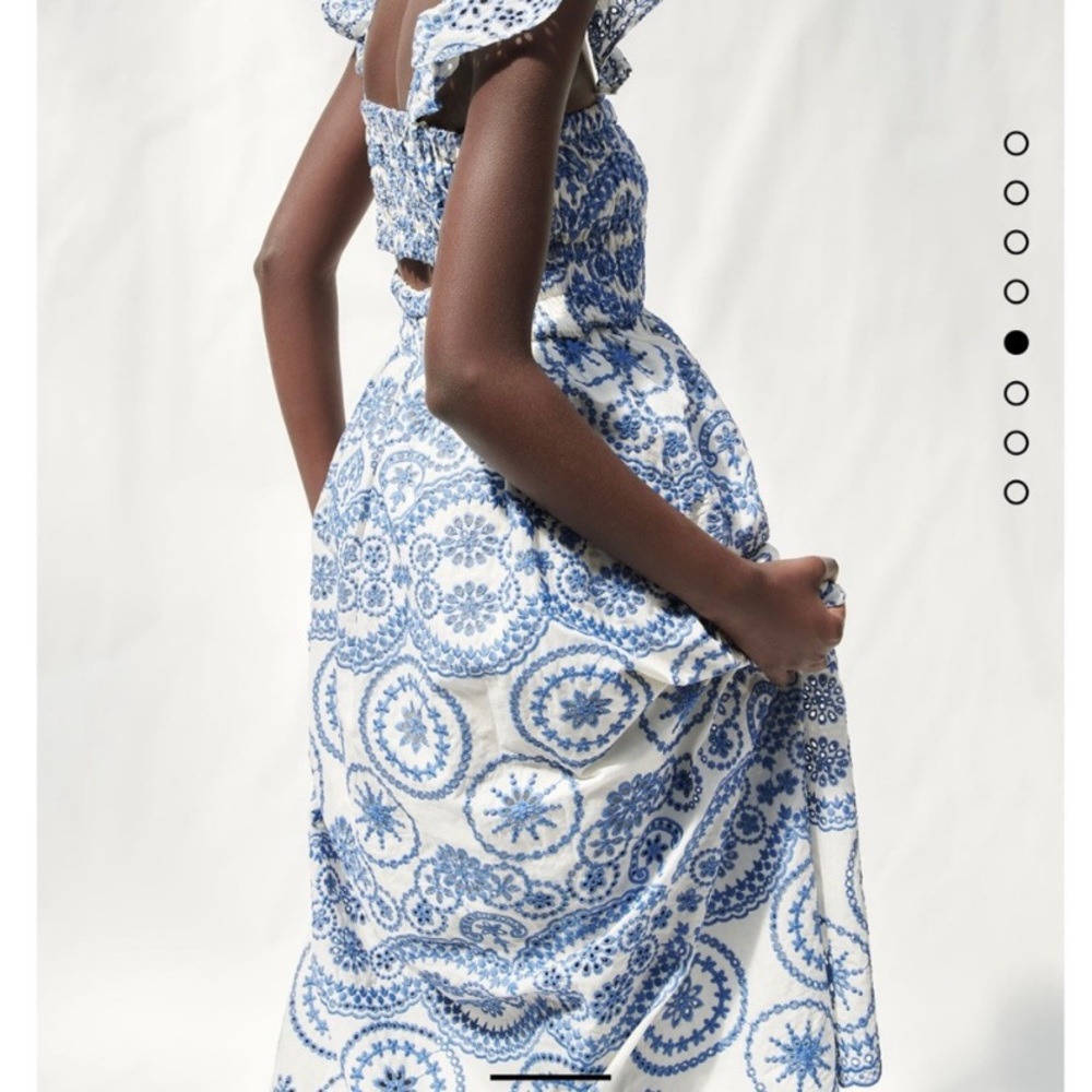 Zara Openwork Embroidered Midi Dress RARE - Picture 6 of 8